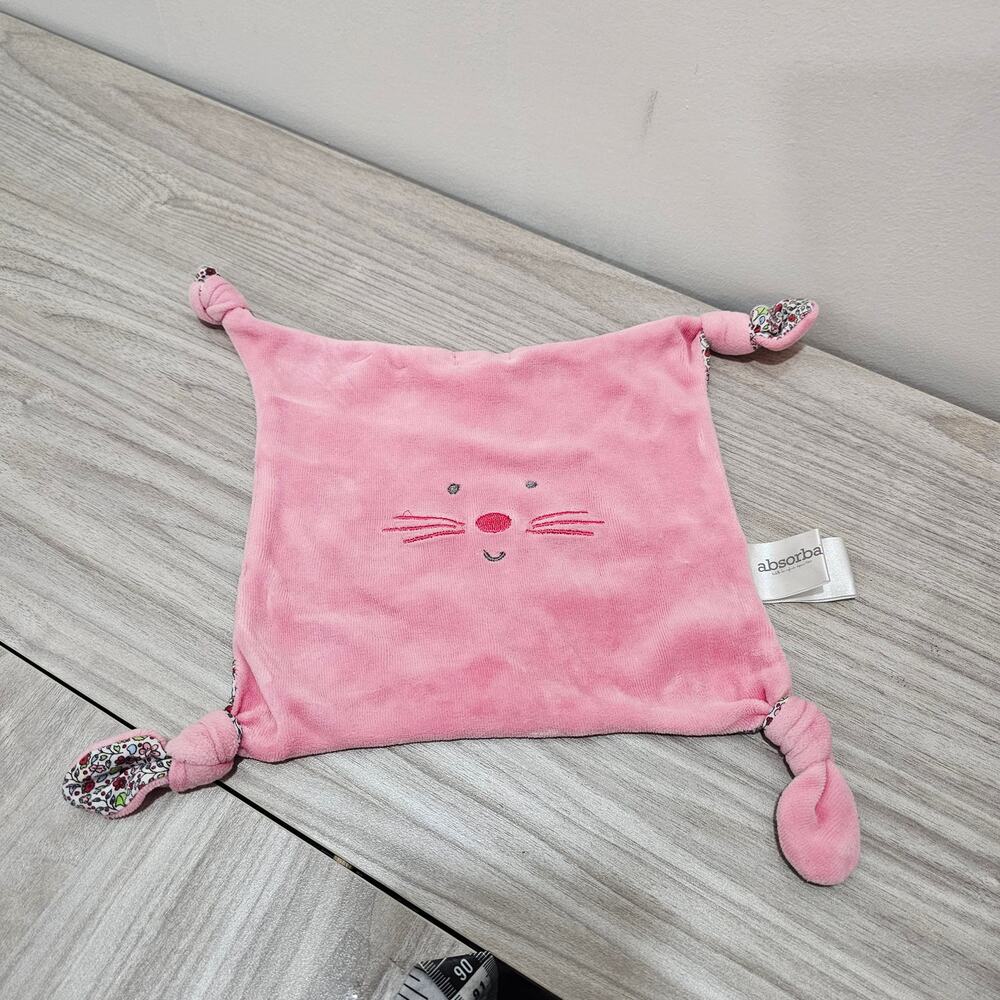 Absorba Pink Fleece Floral Lovey Security Blanket Knotted Baby Girl
